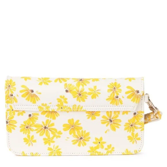 Flap Wristlet STEVE MADDEN Beautiful Yellow Floral & Functionality - Picture 14 of 16